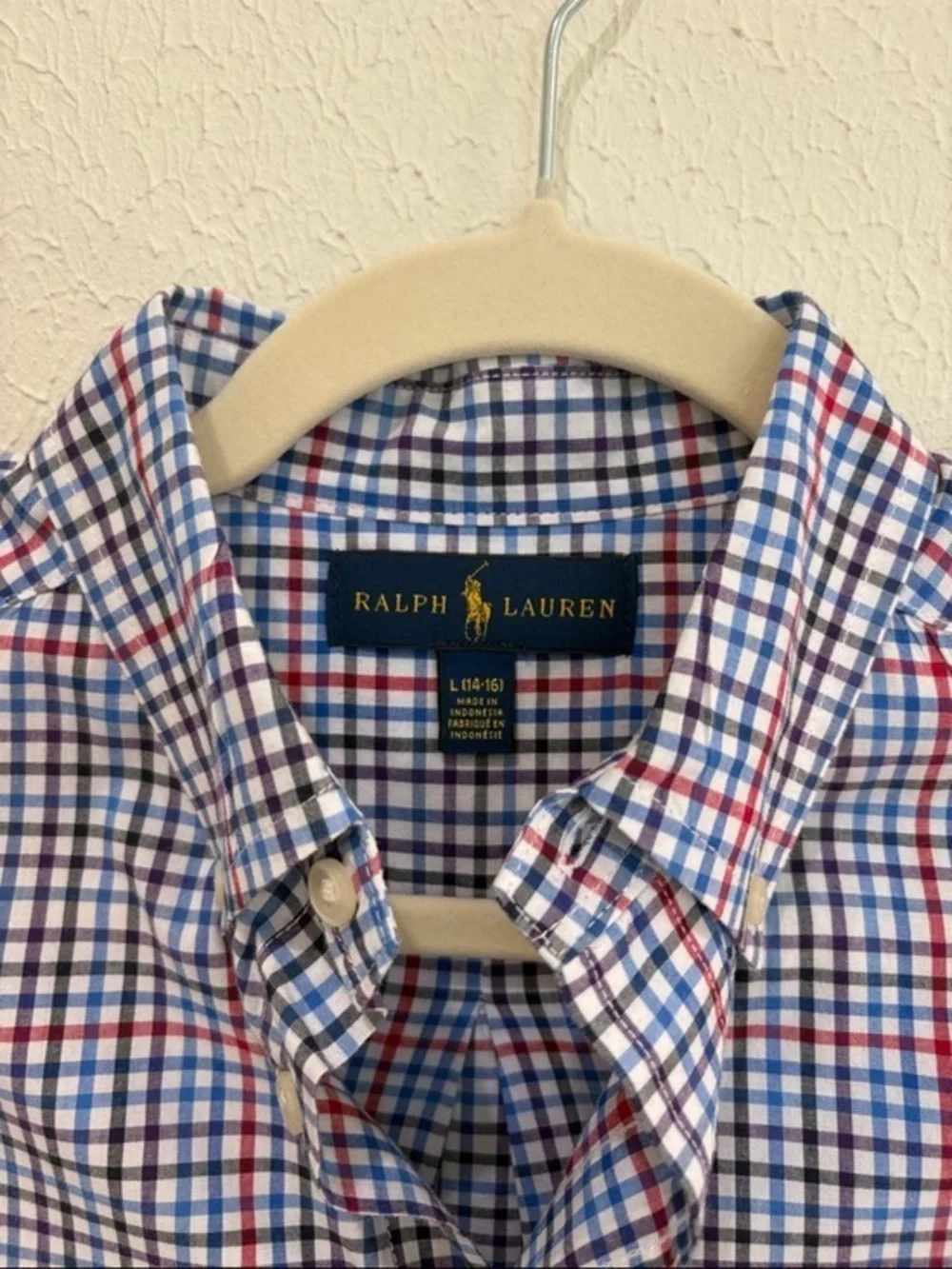 Ralph Lauren Men's Blue & Red Plaid Button-Down Shirt
